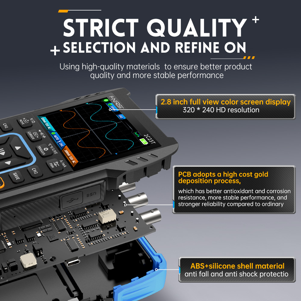 Fnirsi Digital Oscilloscope Handheld - Osciloscópio Digital 3 em 1 2C23T