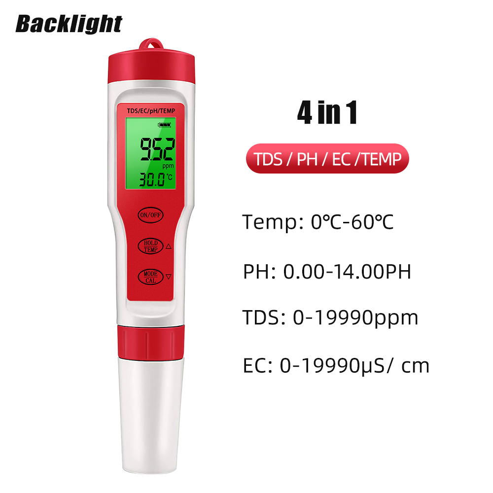 Ph Meter Digital Water Tester - Medidor de ph tds 4 em